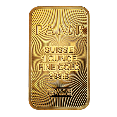 A picture of a 1 oz Gold Bar - PAMP Suisse